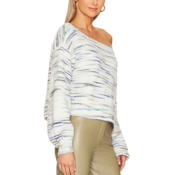 Lovers + Friends White Off Shoulder Sweater SMALL Oversize Slouchy Elston NEW - Picture 2 of 7